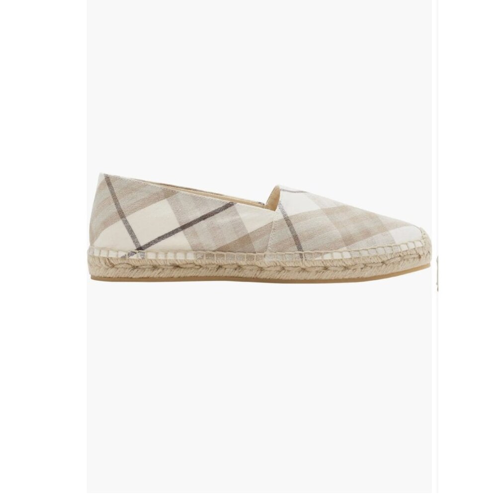 Burberry Mews Check Espadrille Flat Women Cotton Ip Check Grey Beige 9US / 39EU - Picture 5 of 13